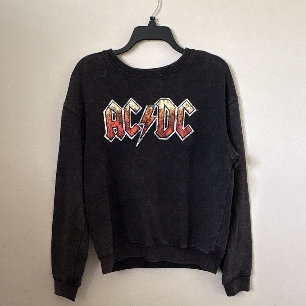 AC/DC Who Made Who Tour 1986 Black Crewneck Sweatshirt Size M Goth Grunge